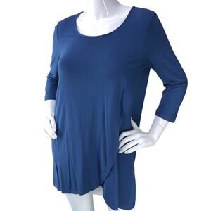 J Jill Wearever Collection Womens Size S Tunic Crossover Round Neck Top Blue